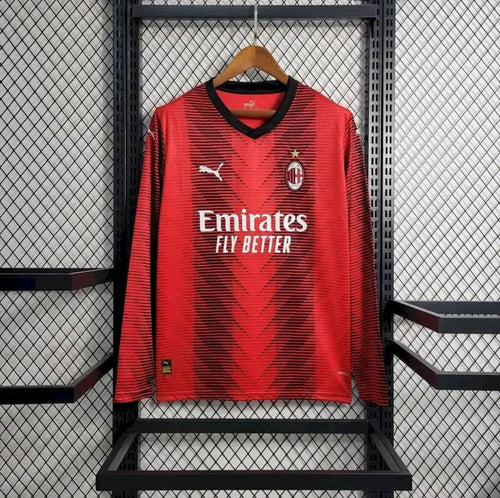 Maillot AC Milan domicile manches longues 2023-2024 rouge et noir