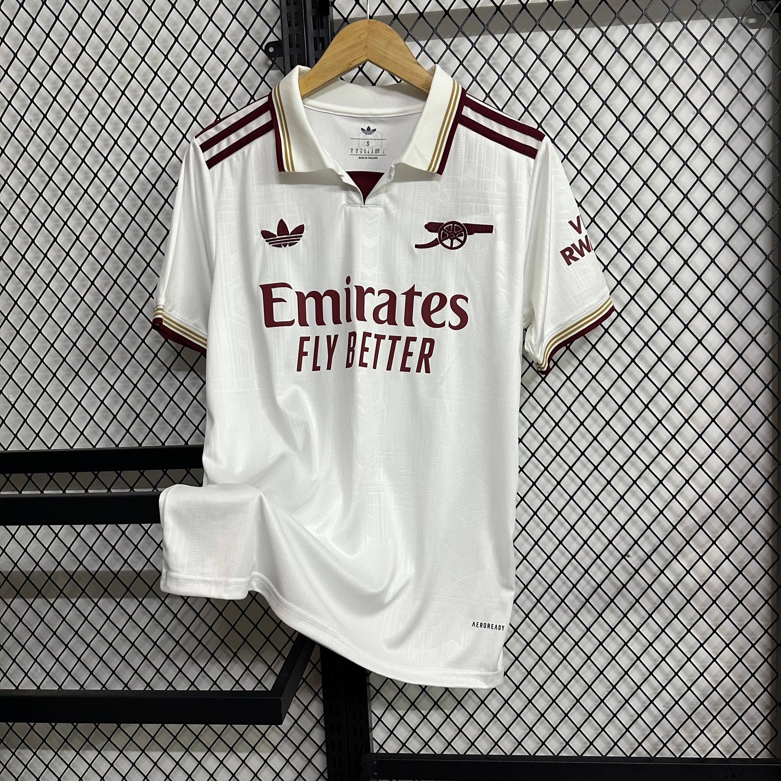 Maillot Arsenal extérieur 25/26 blanc Gunners avec logo officiel