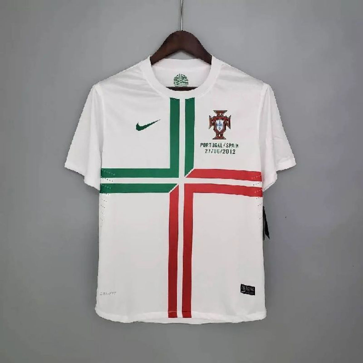 Maillot rétro Portugal Coupe d'Europe 2012 rouge authentique