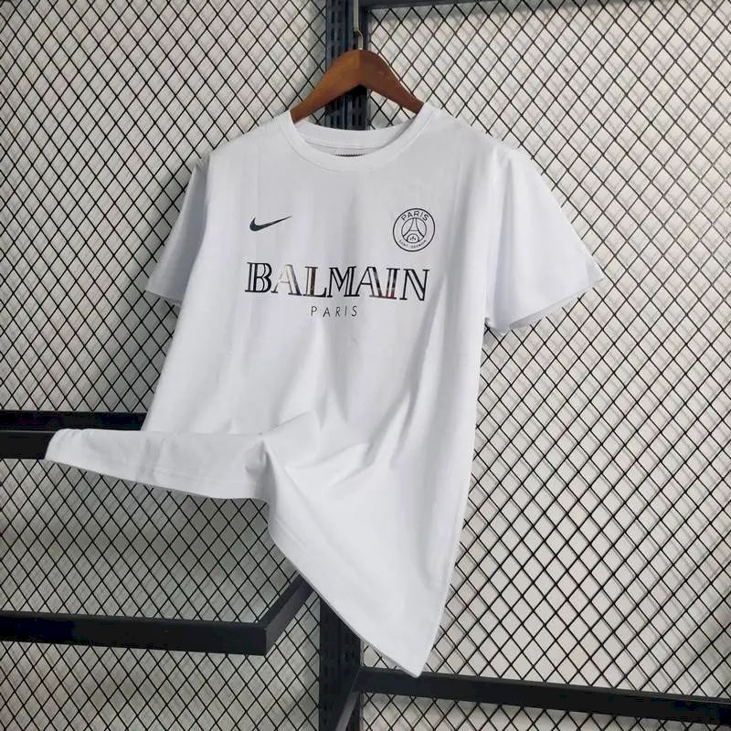 Maillot PSG x Balmain Prematch 2023-2024 collaboration fashion Paris