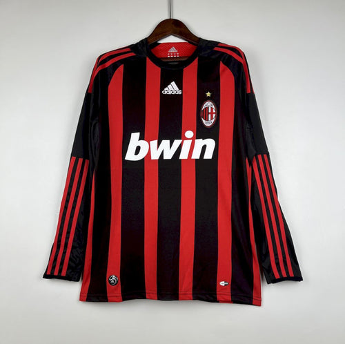 Maillot AC Milan Rétro manches longues domicile 2008-2009 rouge et noir