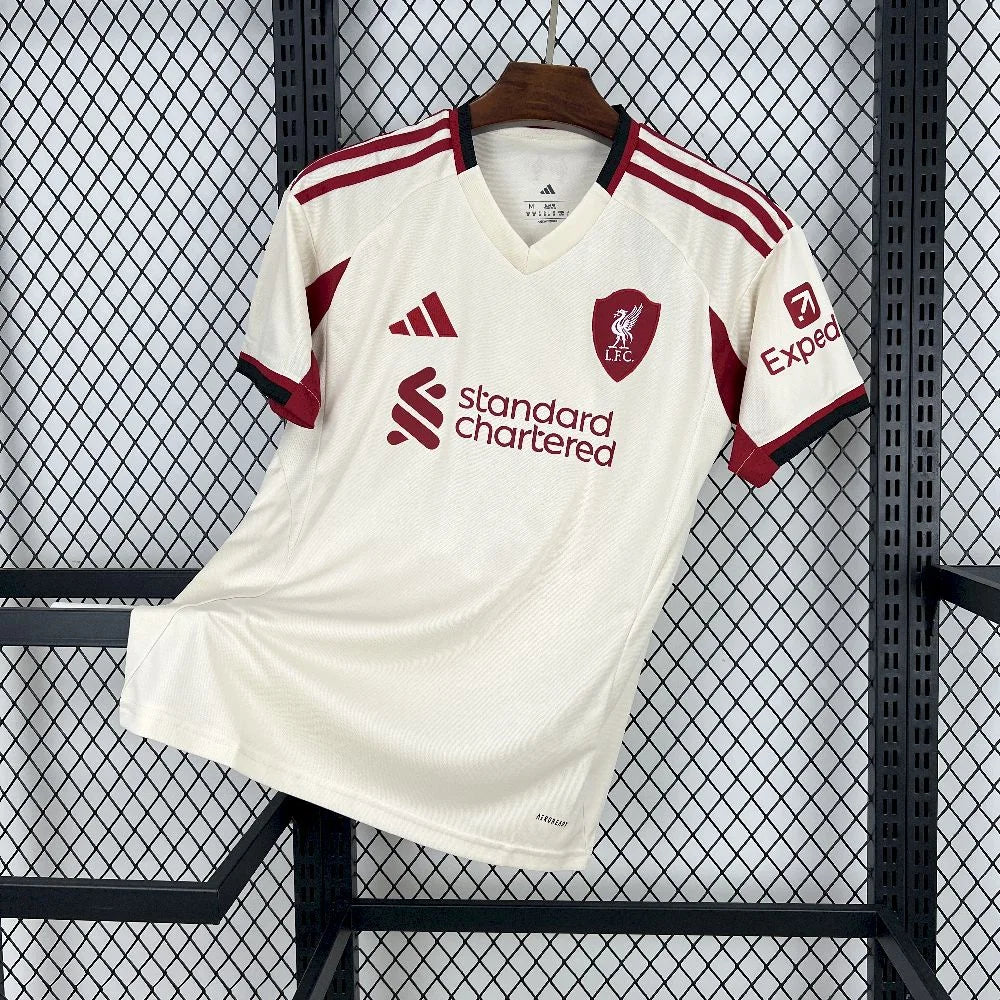 Maillot Liverpool extérieur 25/26 blanc avec logo LFC officiel