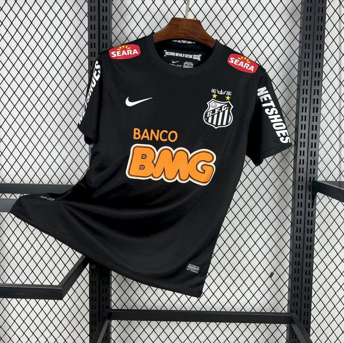 Maillot Santos FC Rétro 2011-2012 blanc avec logo Nike et Neymar