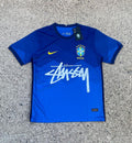 Maillot Stüssy Brésil bleu collab streetwear édition limitée