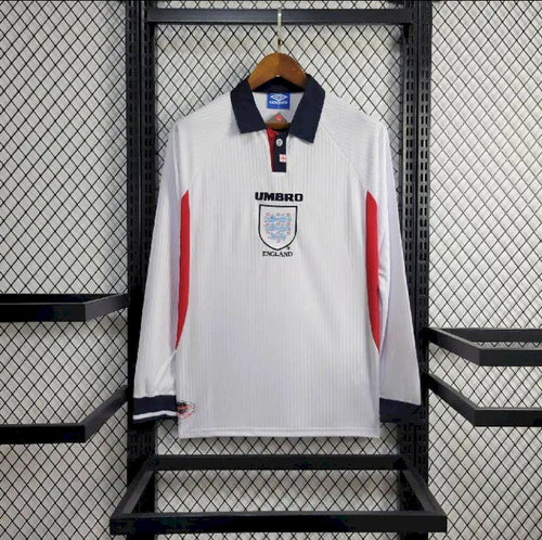 Maillot Angleterre Rétro domicile manches longues 1998 blanc vintage