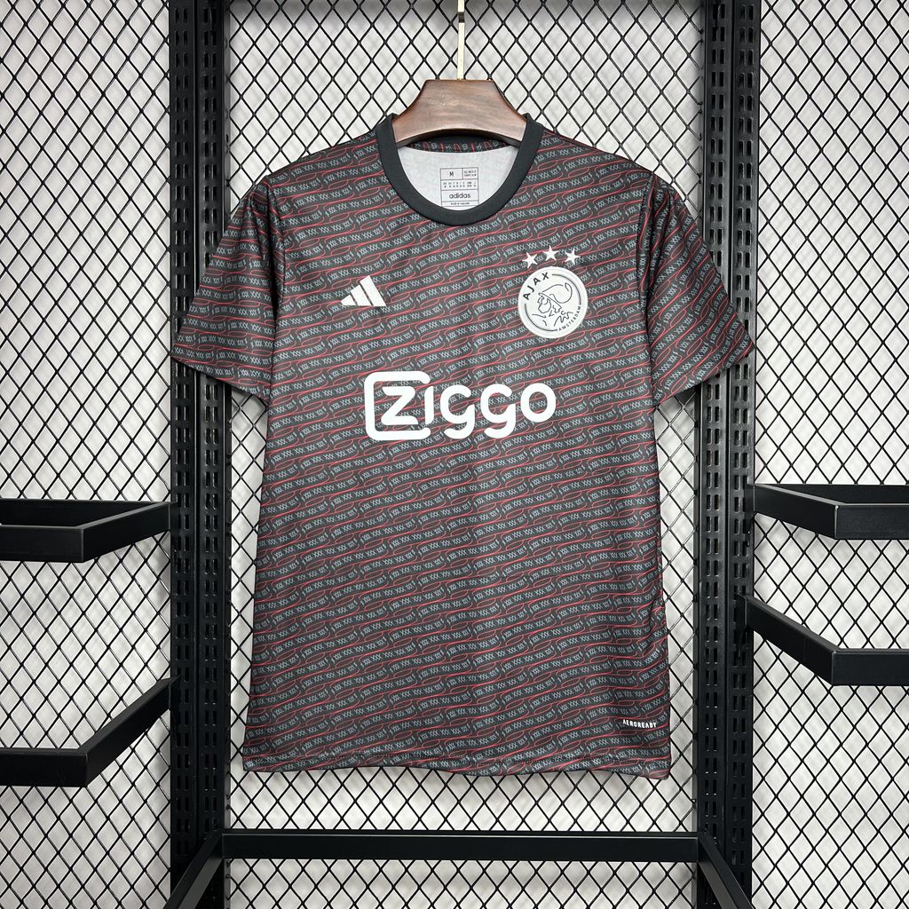 Maillot Ajax Prematch 2024-2025 tenue de préchauffage rouge et blanc