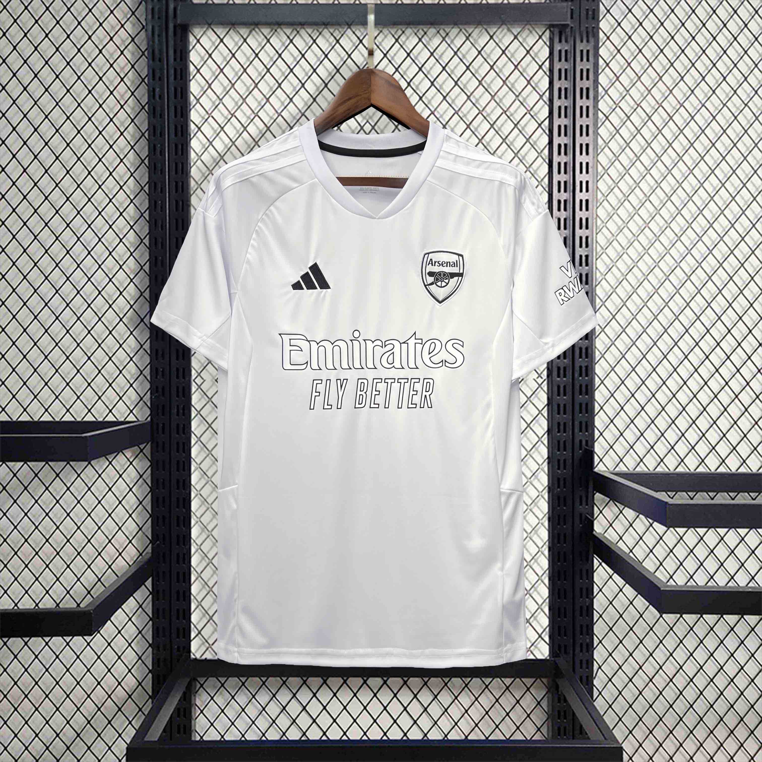 Maillot Arsenal blanc extérieur 2024-2025 avec logo Adidas et canon