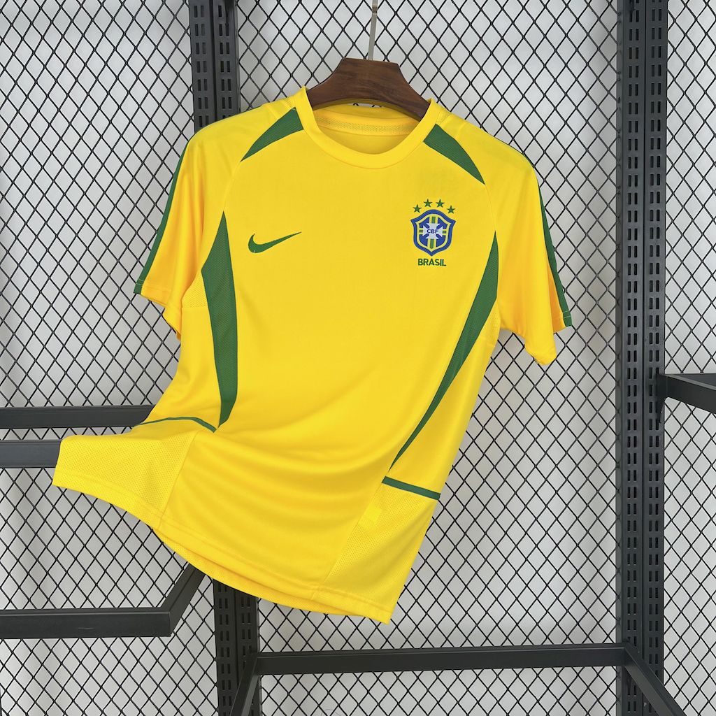 Maillot Brésil Rétro 2002 jaune Coupe du Monde champion du monde