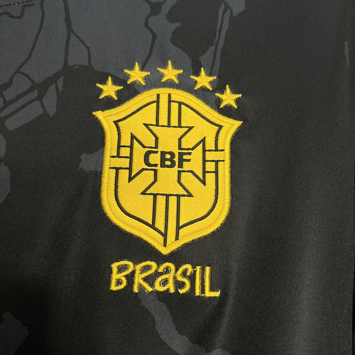 Maillot Brésil Noir Concept 24/25 - détail logo et tissu