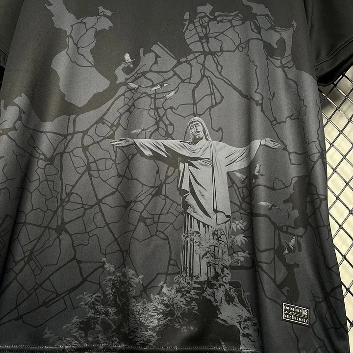 Maillot Brésil Noir Concept 24/25 - détail col et manches