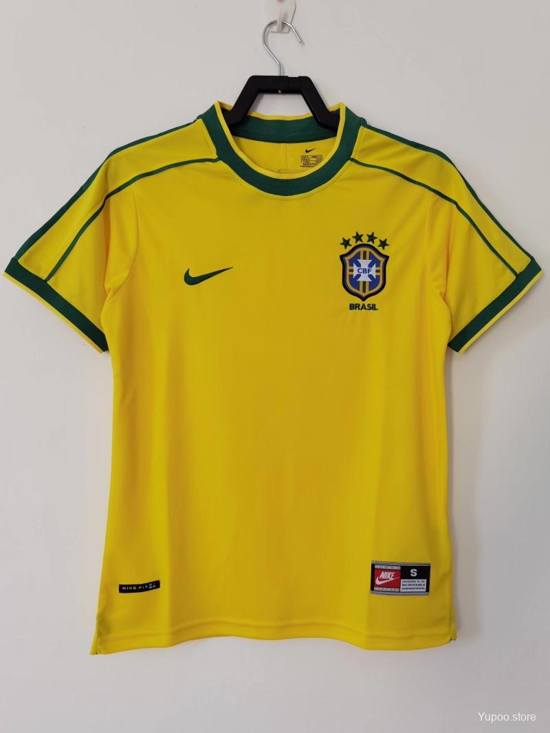 Maillot Brésil Rétro 1998 jaune Coupe du Monde France avec logo CBF