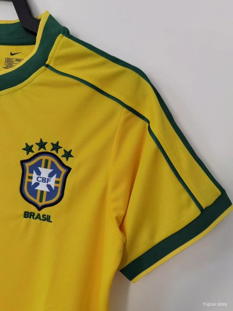 Maillot Brésil Rétro 1998 - détail logo et tissu
