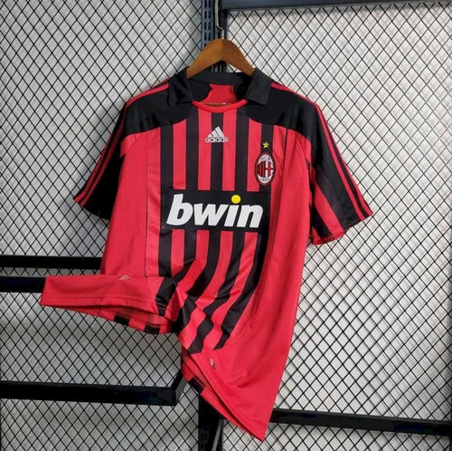 Maillot AC Milan Rétro domicile 2007-2008 rouge et noir Champions League