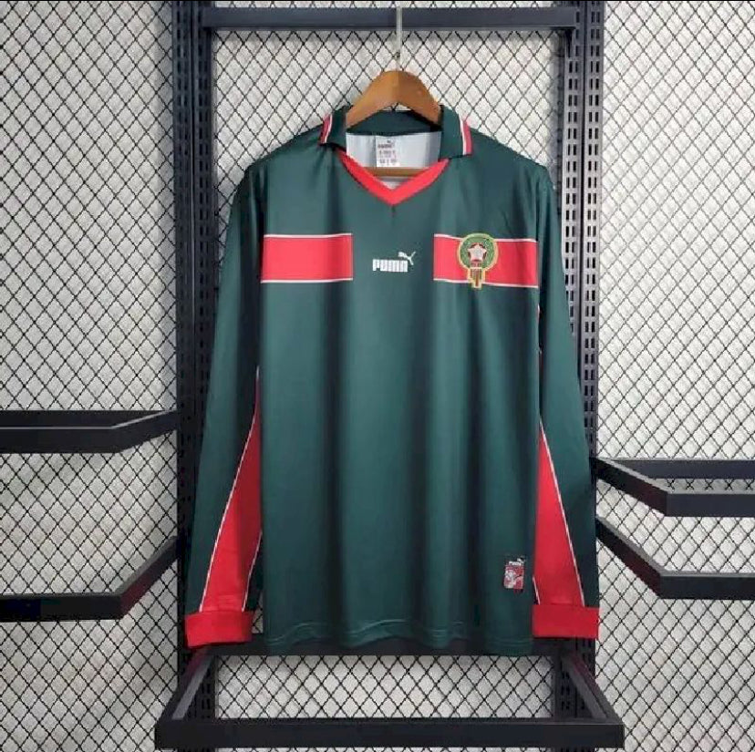 Maillot Maroc Rétro domicile 1998 rouge avec logo Umbro vintage