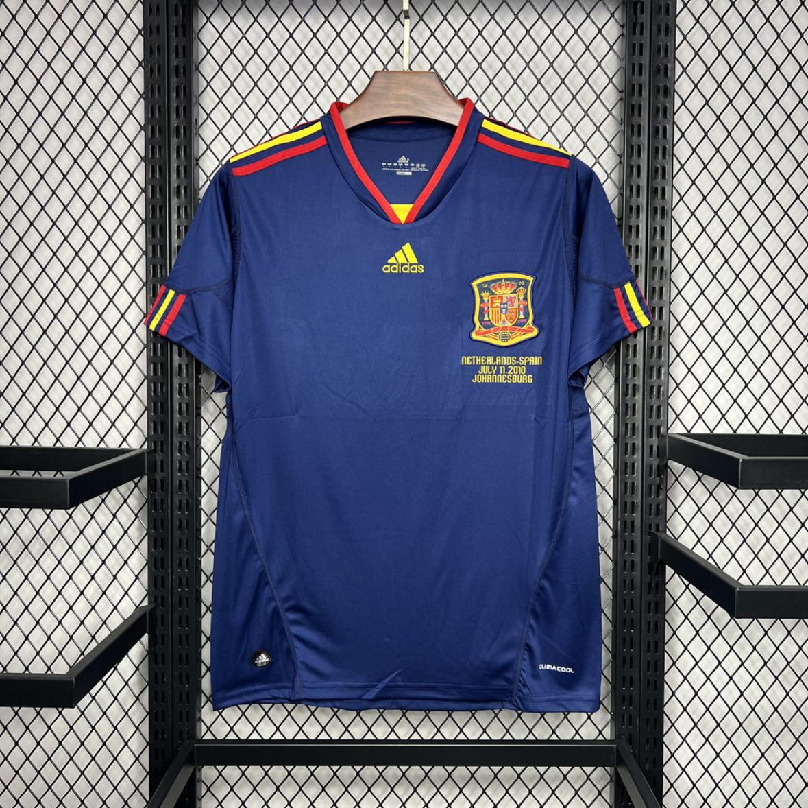 Maillot rétro Espagne extérieur 2010 bleu Coupe du Monde