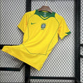 Maillot rétro Brésil domicile 2004/2006 jaune classique avec CBF
