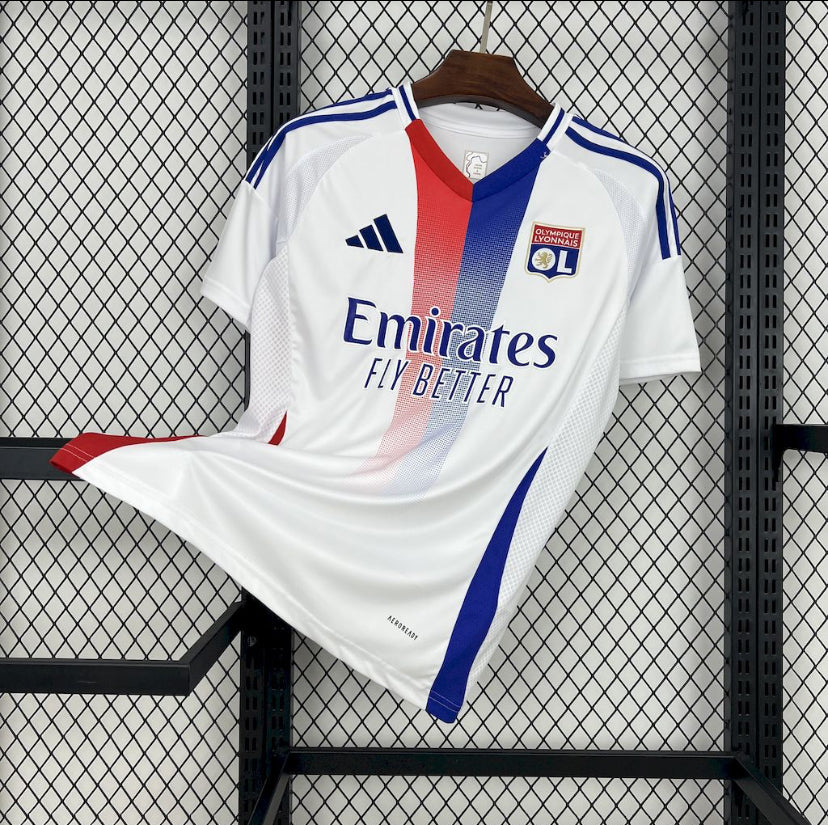 Maillot Olympique Lyonnais domicile 2024-2025 blanc avec logo Adidas