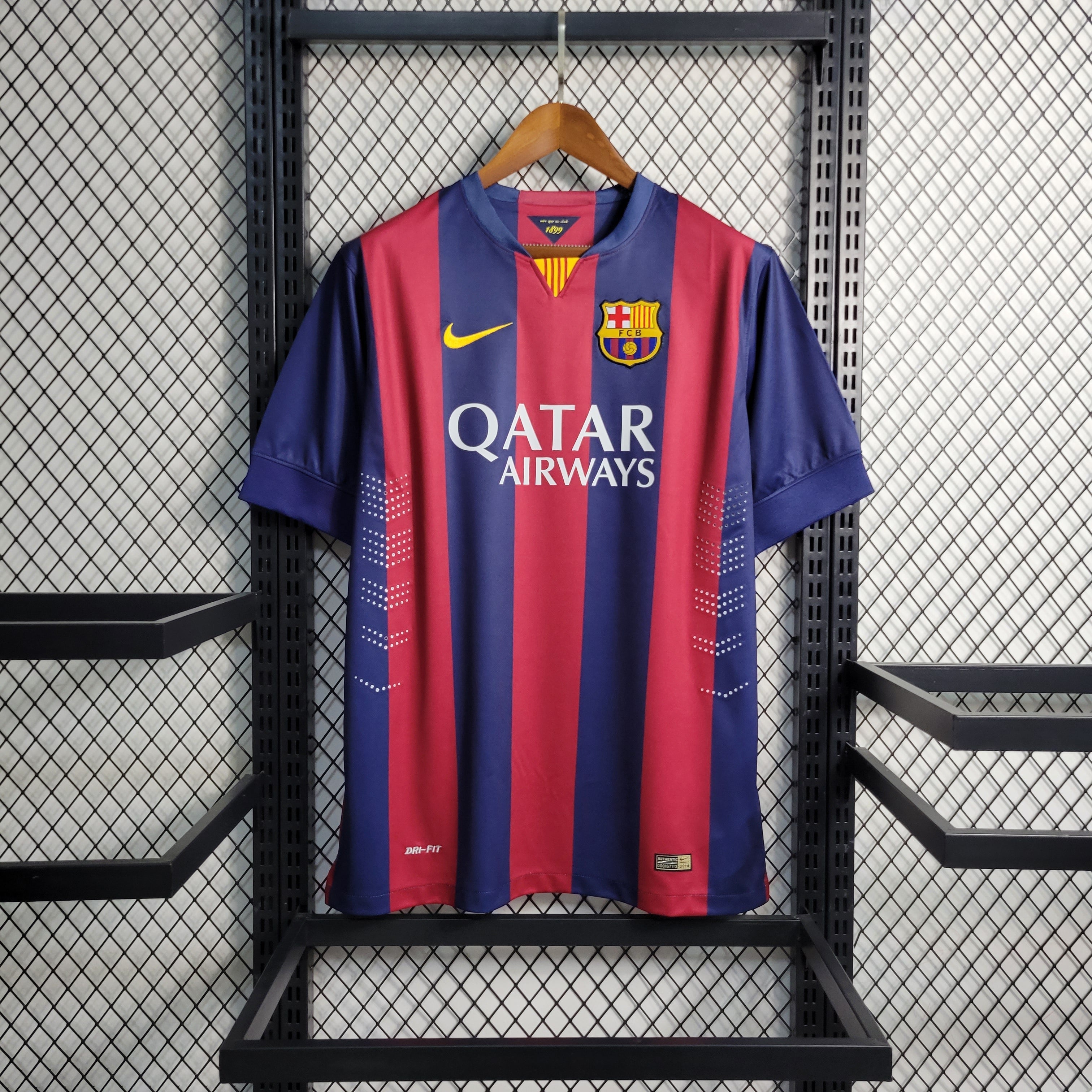 Maillot FC Barcelone Rétro 2014-2015 Treble grenat et bleu avec Nike