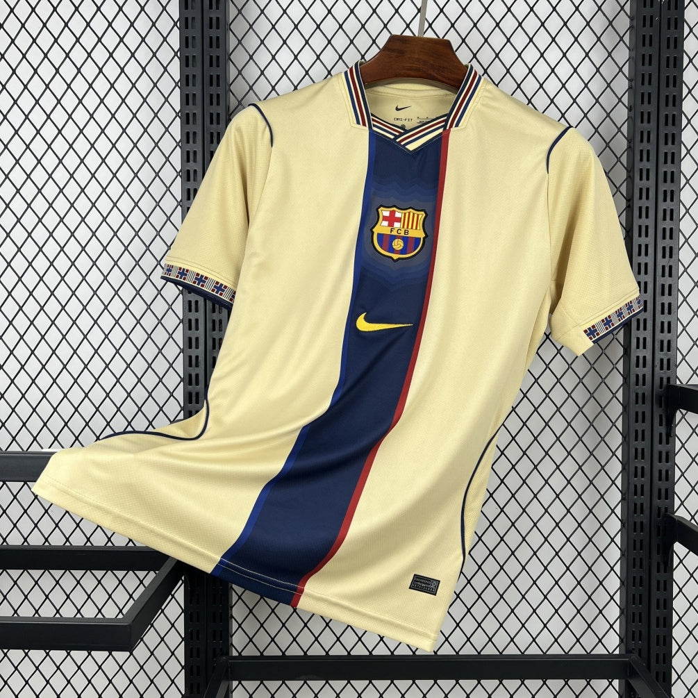 Maillot FC Barcelone extérieur crème 2023 avec logo Barça officiel
