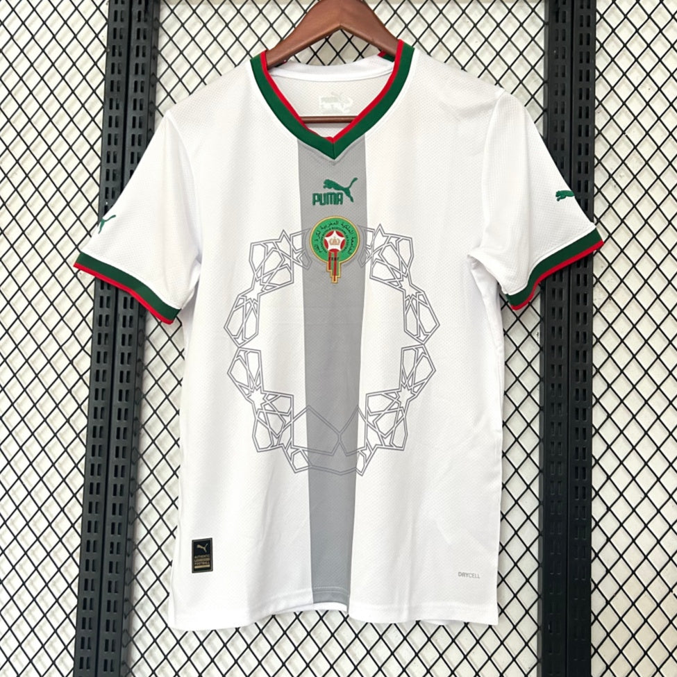 Maillot Maroc extérieur blanc Coupe du Monde 2022 avec étoile